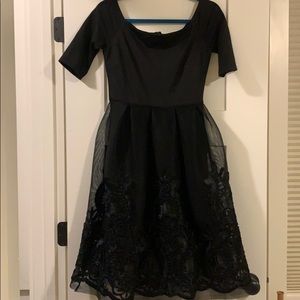 Black Mesh Lace Poof Dress Gianni Bini NWOT